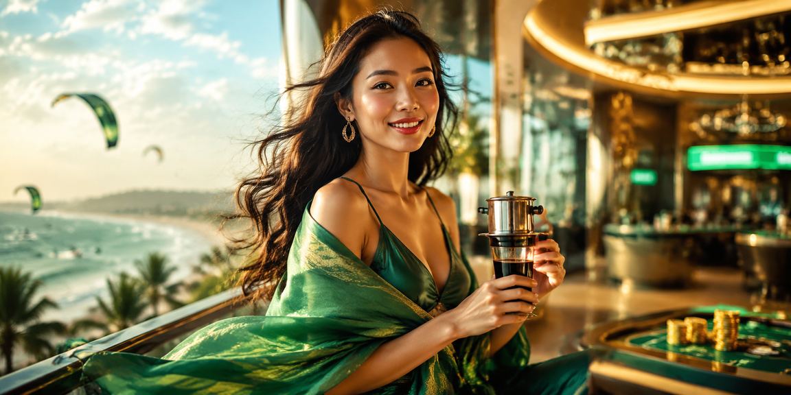Giao diện chơi cá cược tại Mũi Né với đồ họa cà phê Việt